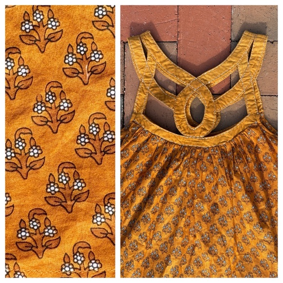 Cost Plus World Market Tops - NWT Ochre Saffron Tank Top Gold World Market Boho Flowy Batik Bib Necklace Look